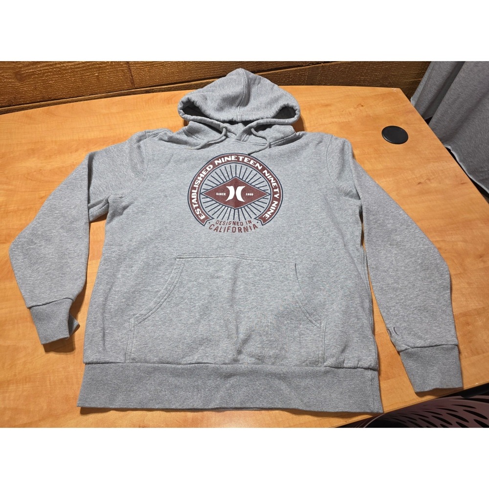 Hurley Mens One and Only Pullover Hoodie Grey Heather Logo Sweatshirt Size Small